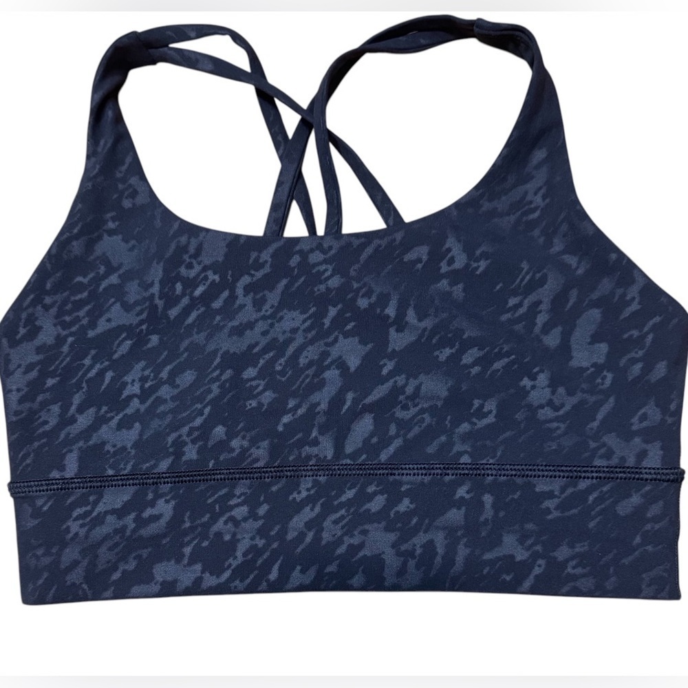 Lululemon Longline Energy Sports Bra in Black Texture Camo Animal Mix Media sz 6